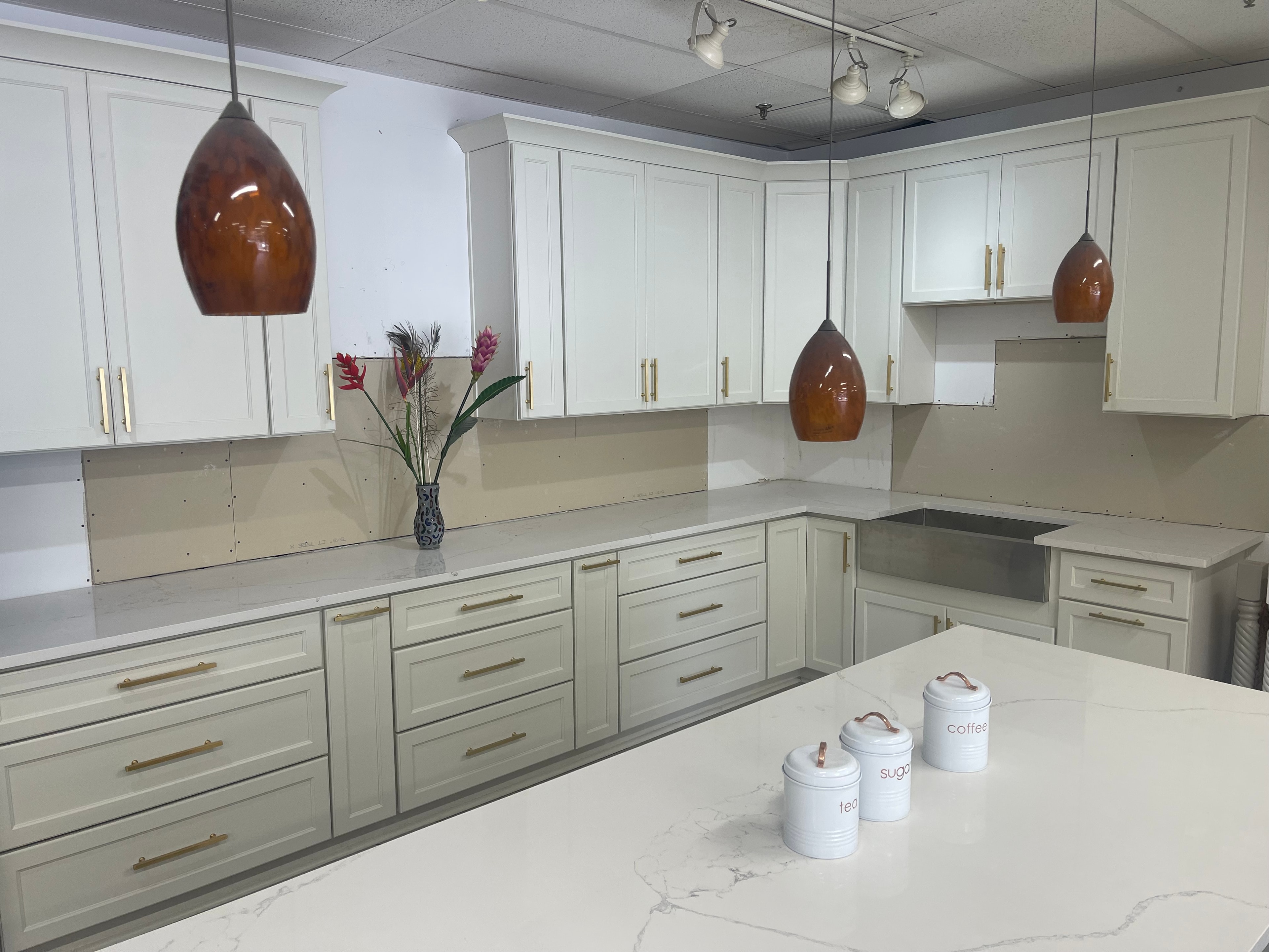 Custom cabinetry display in the Norcross showroom