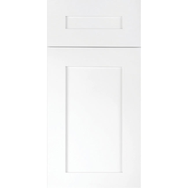 Crisp white shaker cabinet door