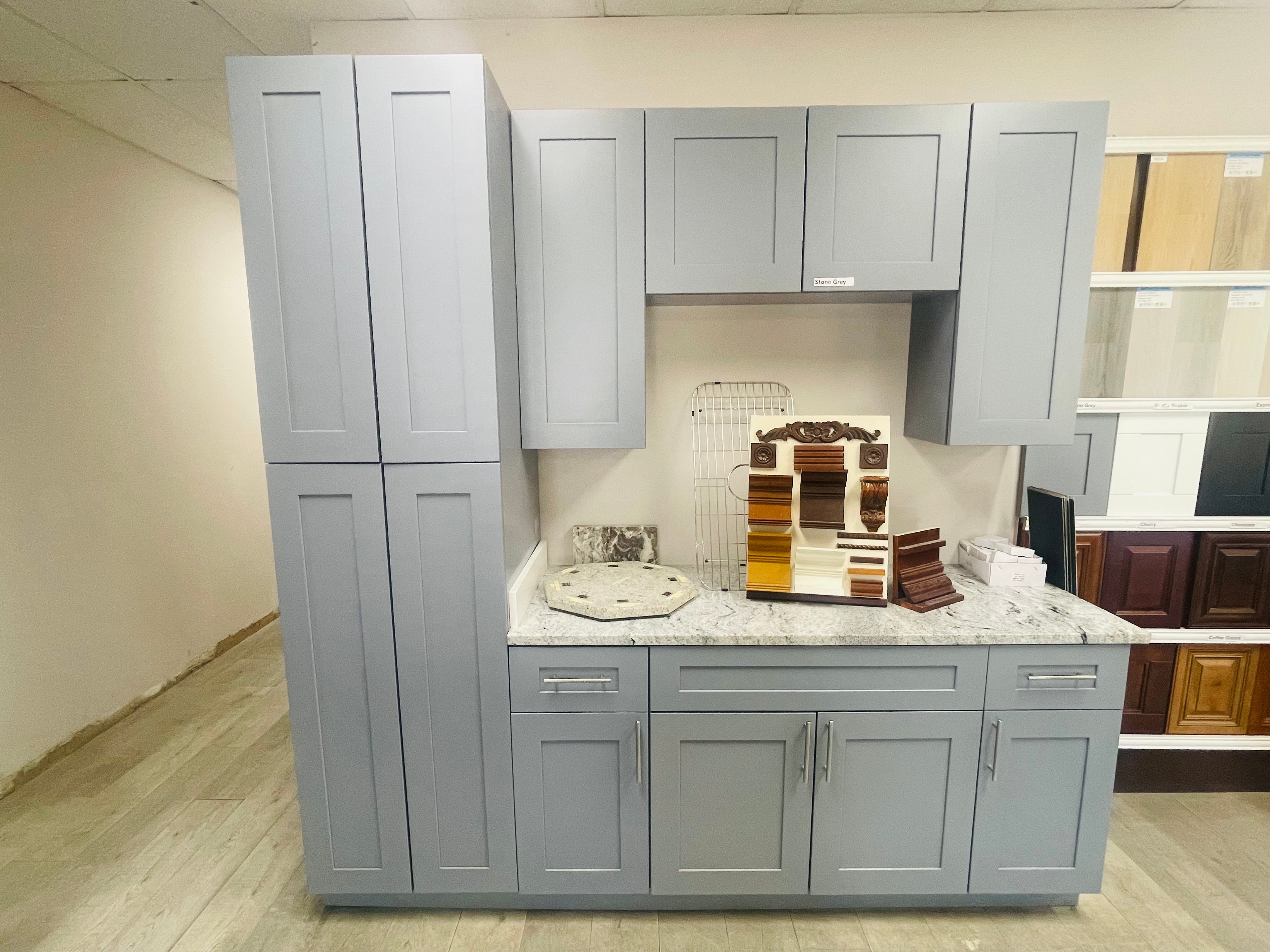 Light painted-frame kitchen cabinetry